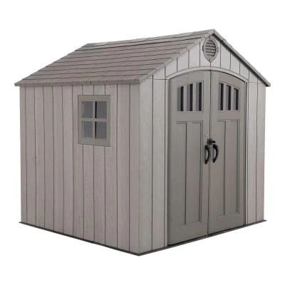Heavy-duty resin outdoor shed with lock, double door and window, wind, rain, and snow resistant