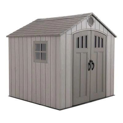 Heavy-duty resin outdoor shed with lock, double door and window, wind, rain, and snow resistant