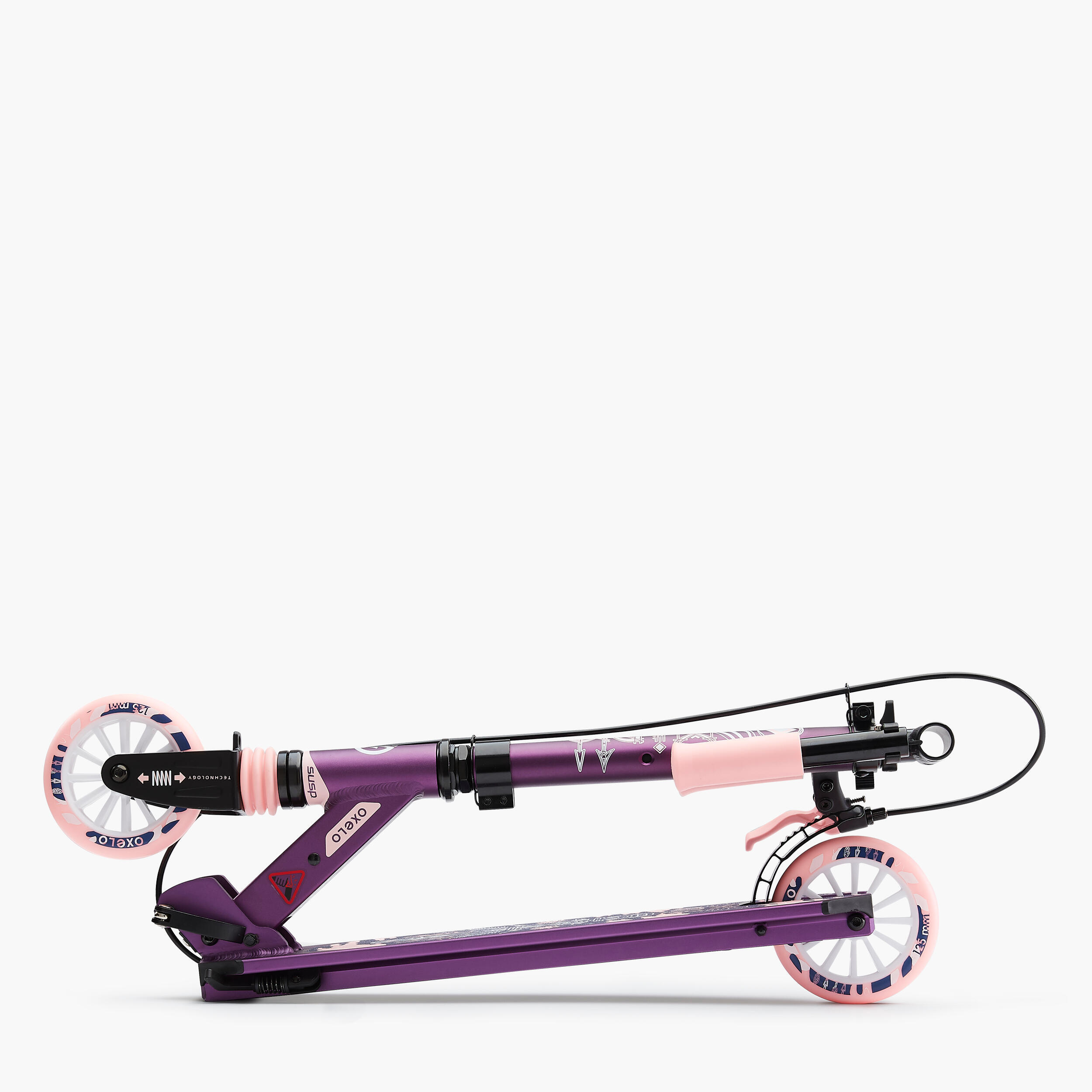 OXthtELO Trottinette enfant mid5 avec frein au guidon et suspension violette