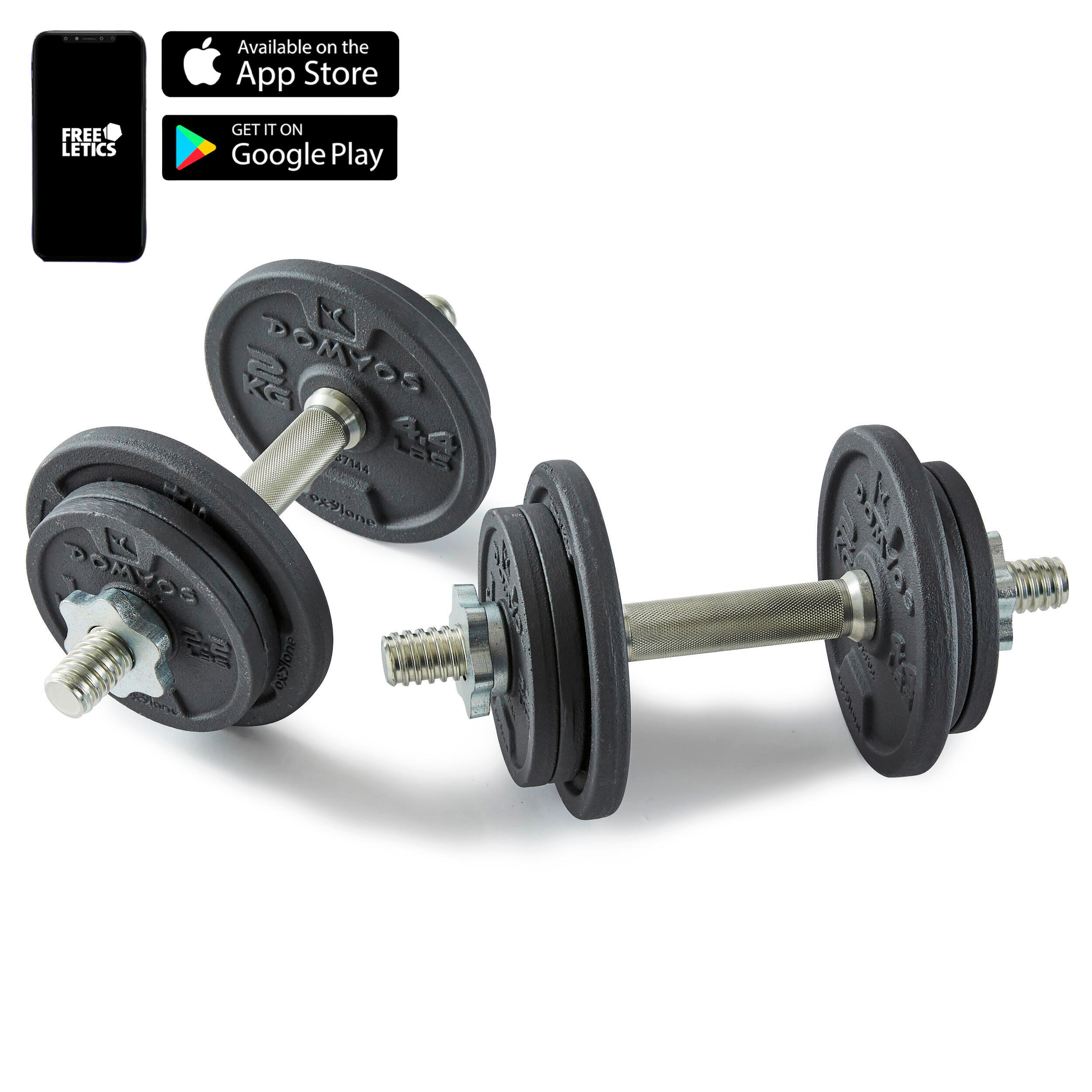 CORENGTH Kit haltères de musculation 20 kg avec disque de fonte en partie recyclée