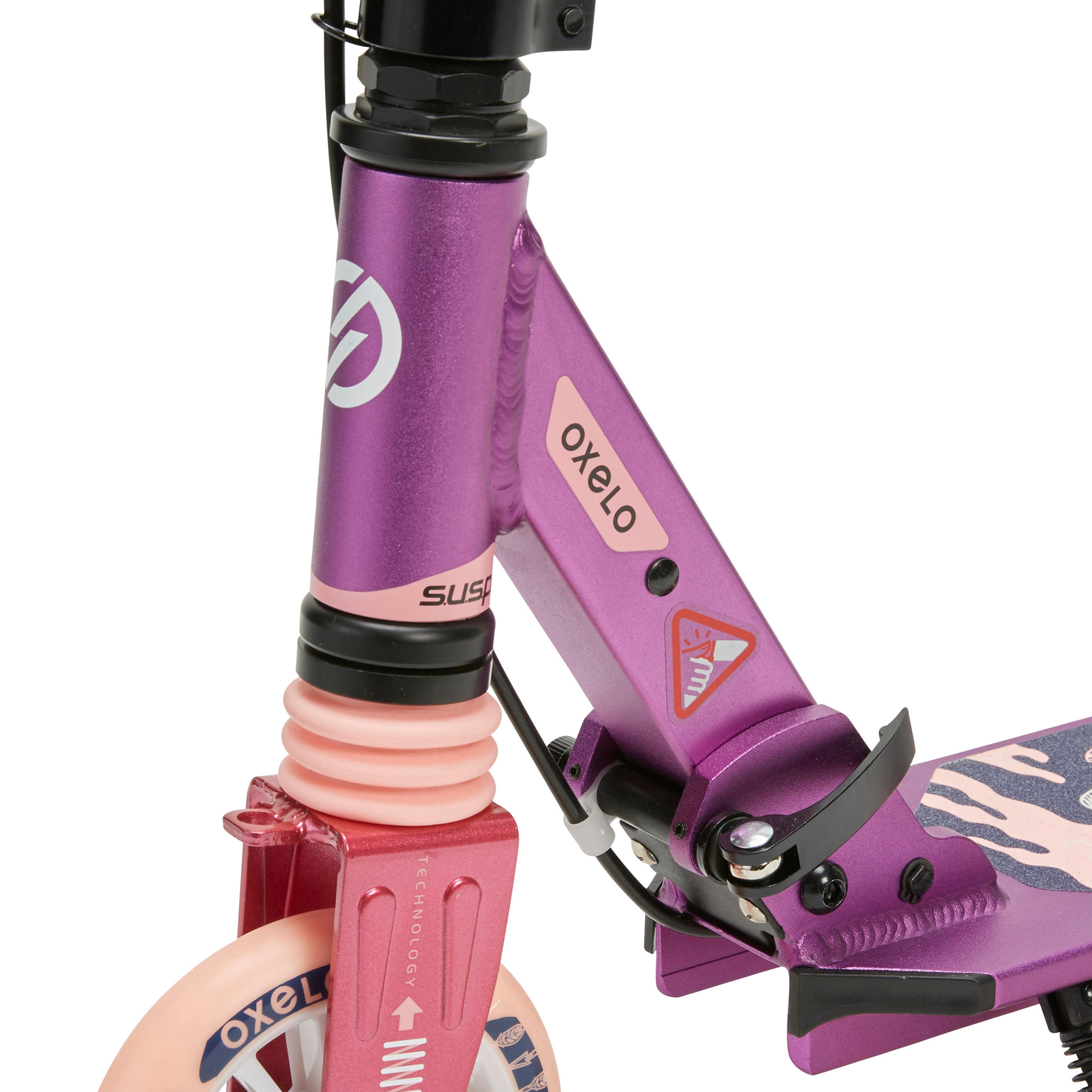 OXthtELO Trottinette enfant mid5 avec frein au guidon et suspension violette