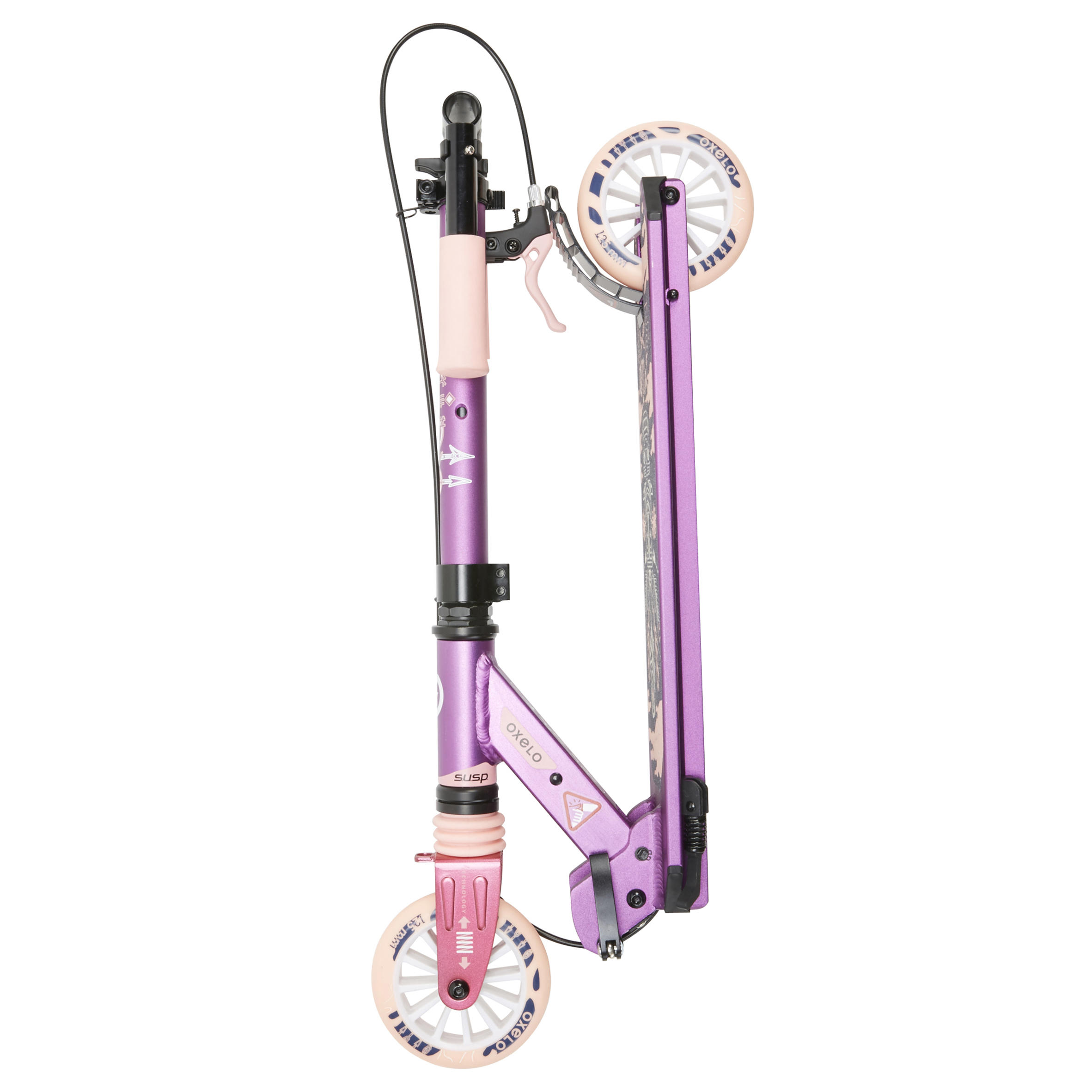 OXthtELO Trottinette enfant mid5 avec frein au guidon et suspension violette