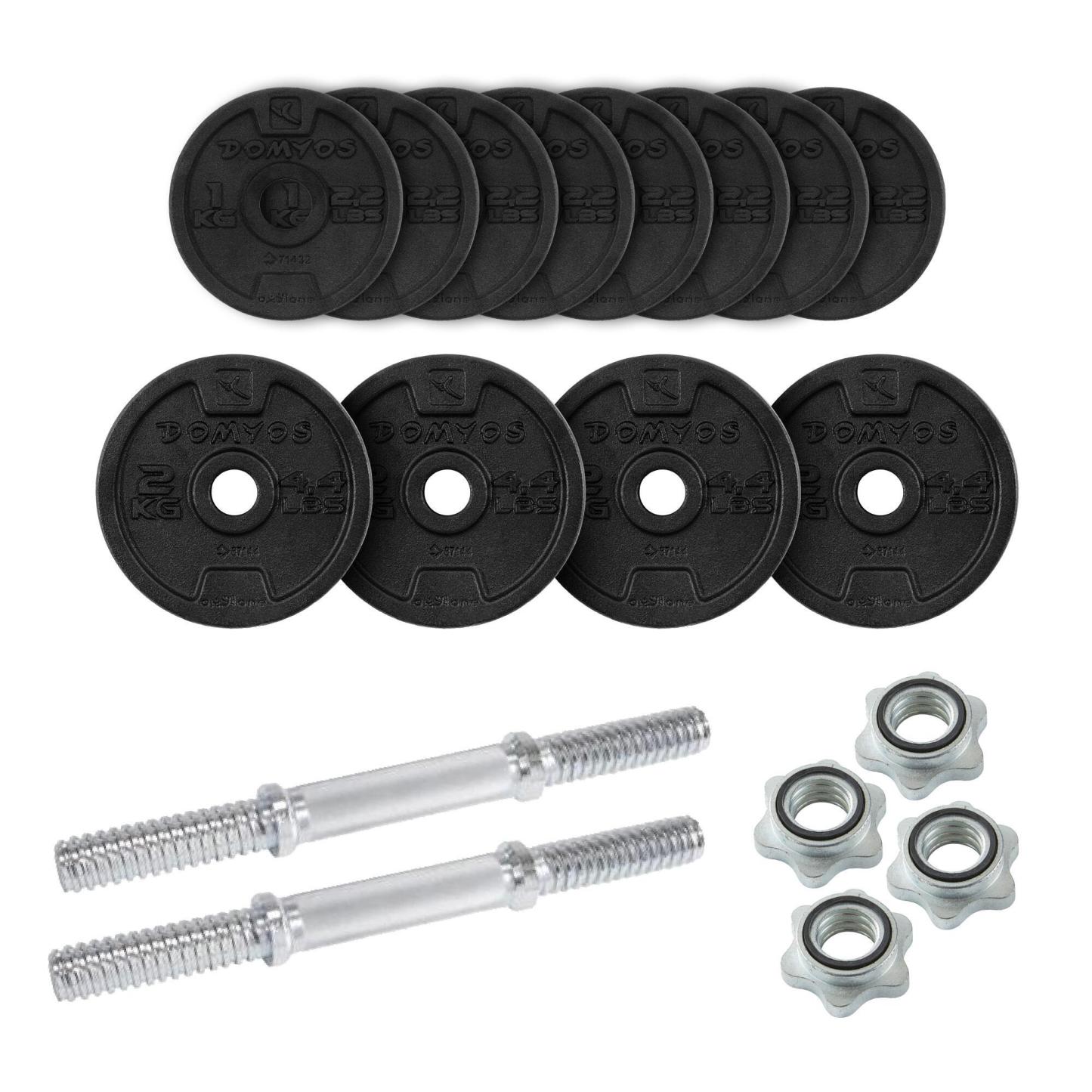 CORENGTH Kit haltères de musculation 20 kg avec disque de fonte en partie recyclée