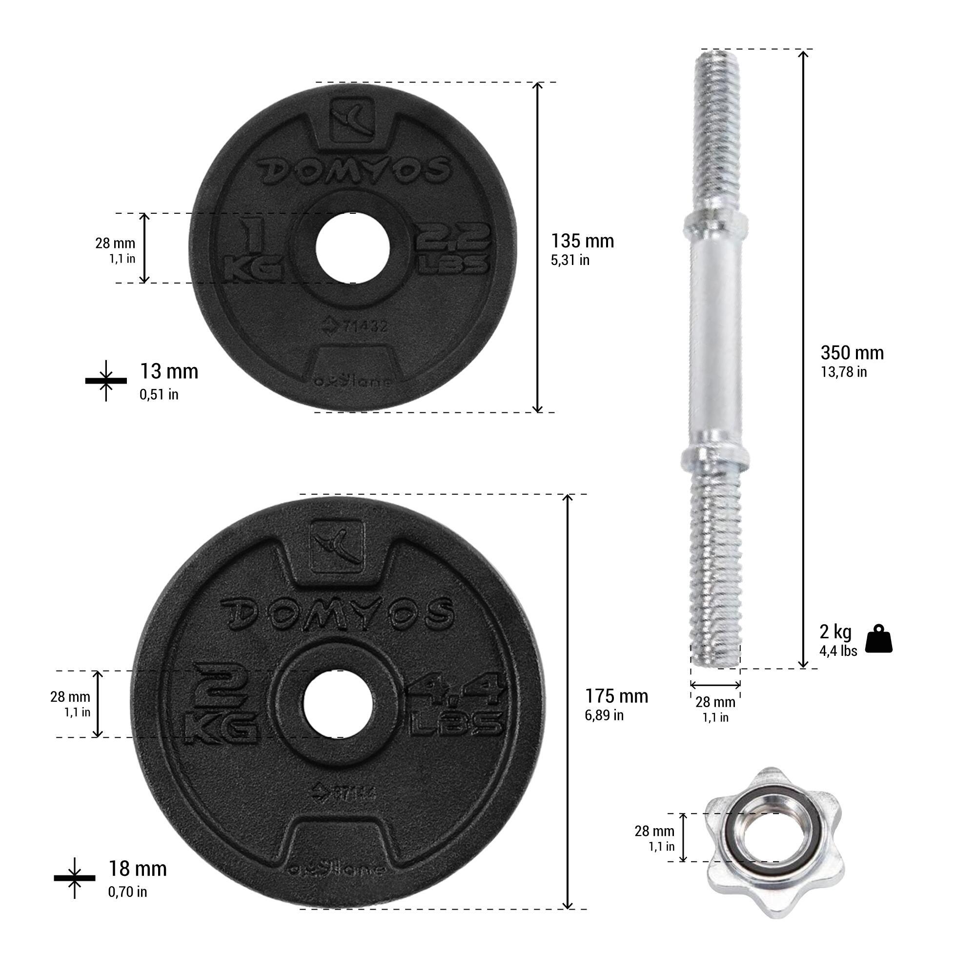 CORENGTH Kit haltères de musculation 20 kg avec disque de fonte en partie recyclée