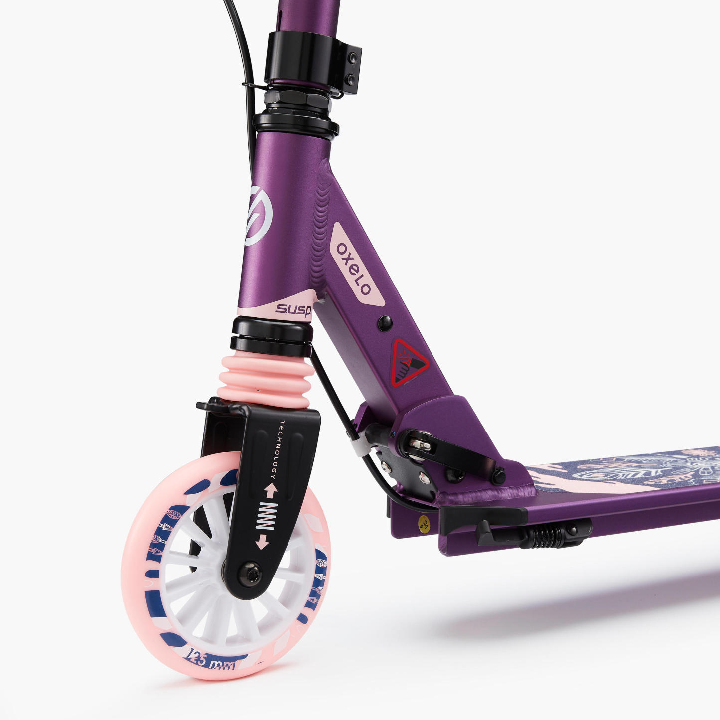 OXthtELO Trottinette enfant mid5 avec frein au guidon et suspension violette