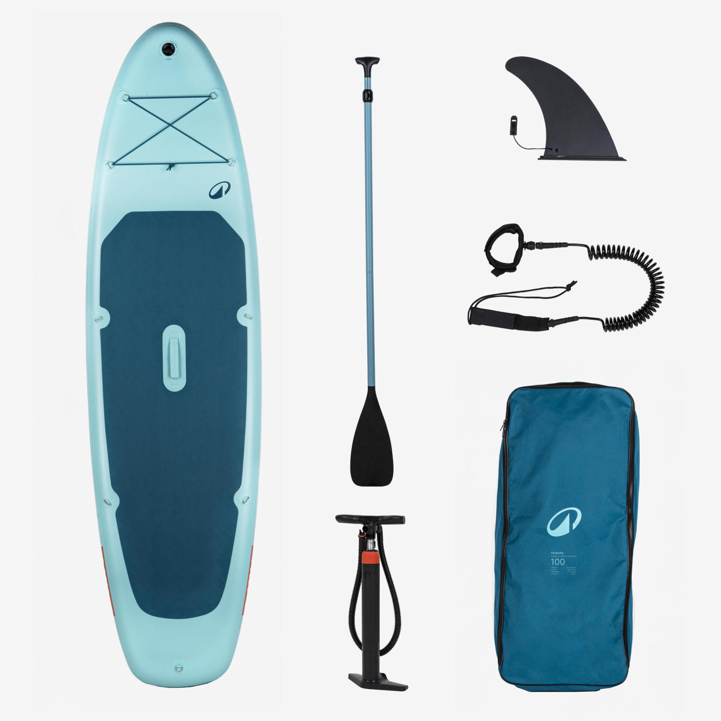DECATHLON Pack Stand up paddle gonflable 10'6 ,1 ou 2 personnes (jusqu'à 130 kg)- 100 Bleu