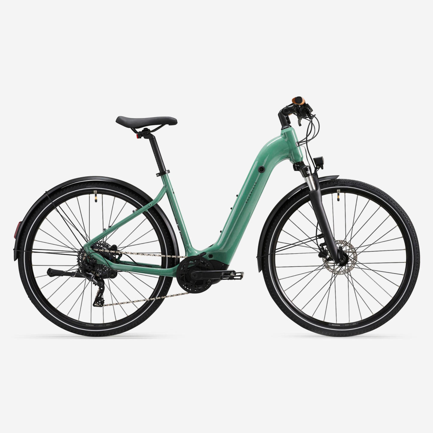 Vélo tout chemin électrique à moteur central et cadre bas, E-ACTV 500 vert