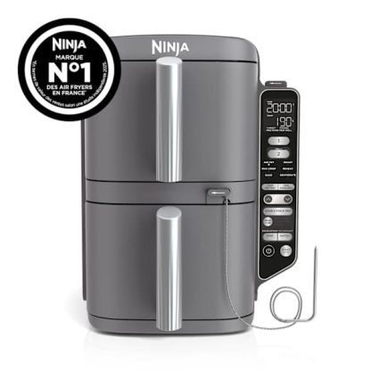 Air Fryer Ninthtja Double Stack XL 2 tiroirs superposés 6-en-1, 9,5 L avec thermosonde, Gris SL451EU