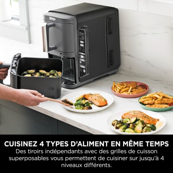 Air Fryer Ninthtja Double Stack XL 2 tiroirs superposés 6-en-1, 9,5 L avec thermosonde, Gris SL451EU
