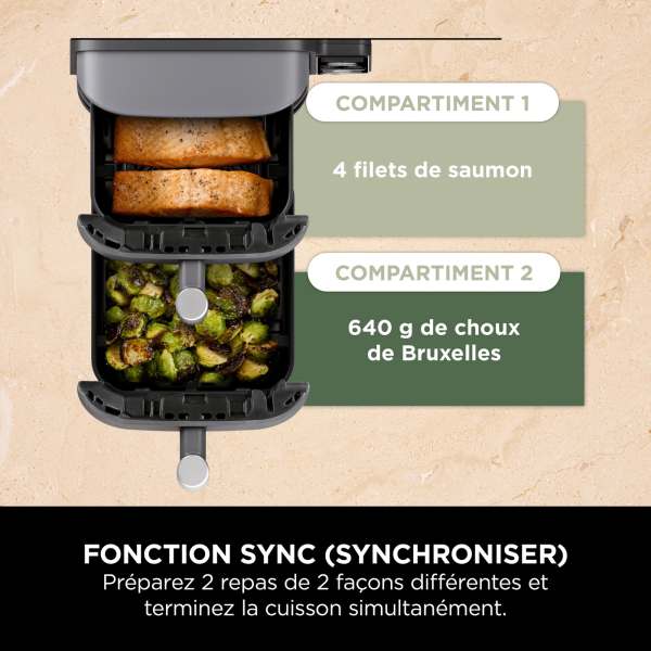 Air Fryer Ninthtja Double Stack XL 2 tiroirs superposés 6-en-1, 9,5 L avec thermosonde, Gris SL451EU