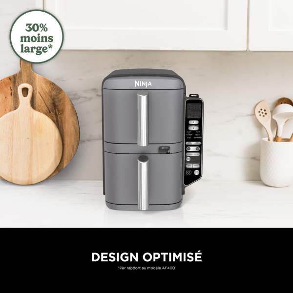 Air Fryer Ninthtja Double Stack XL 2 tiroirs superposés 6-en-1, 9,5 L avec thermosonde, Gris SL451EU