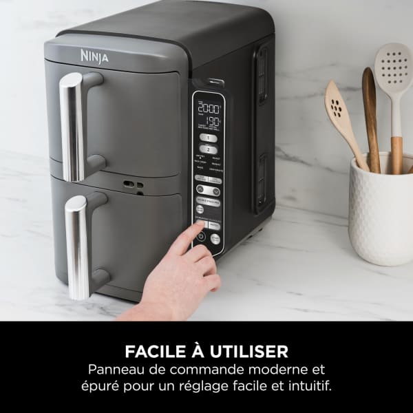 Air Fryer Ninthtja Double Stack XL 2 tiroirs superposés 6-en-1, 9,5 L avec thermosonde, Gris SL451EU