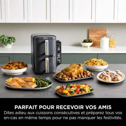 Air Fryer Ninthtja Double Stack XL 2 tiroirs superposés 6-en-1, 9,5 L avec thermosonde, Gris SL451EU