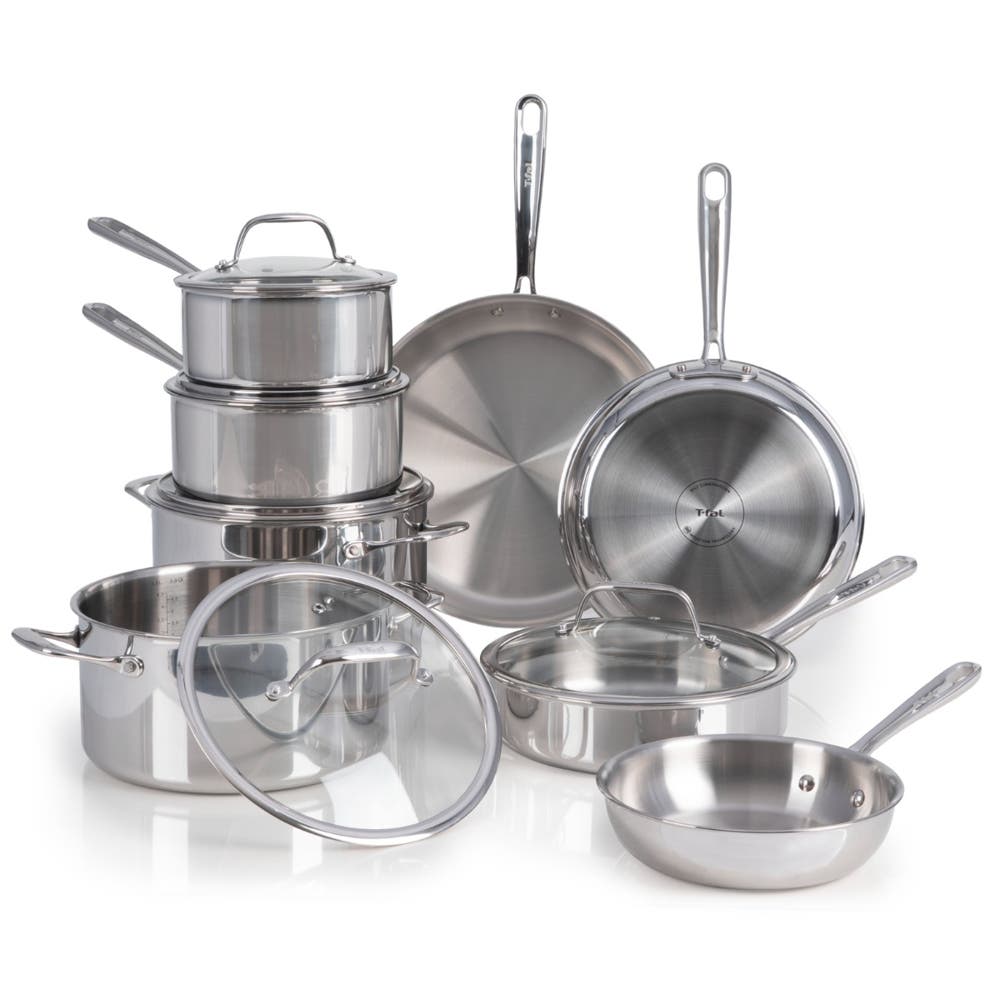  TEFAL Batterie de cuisine en acier inoxydable Tri-Ply Pro – 13 pièces – finition argent