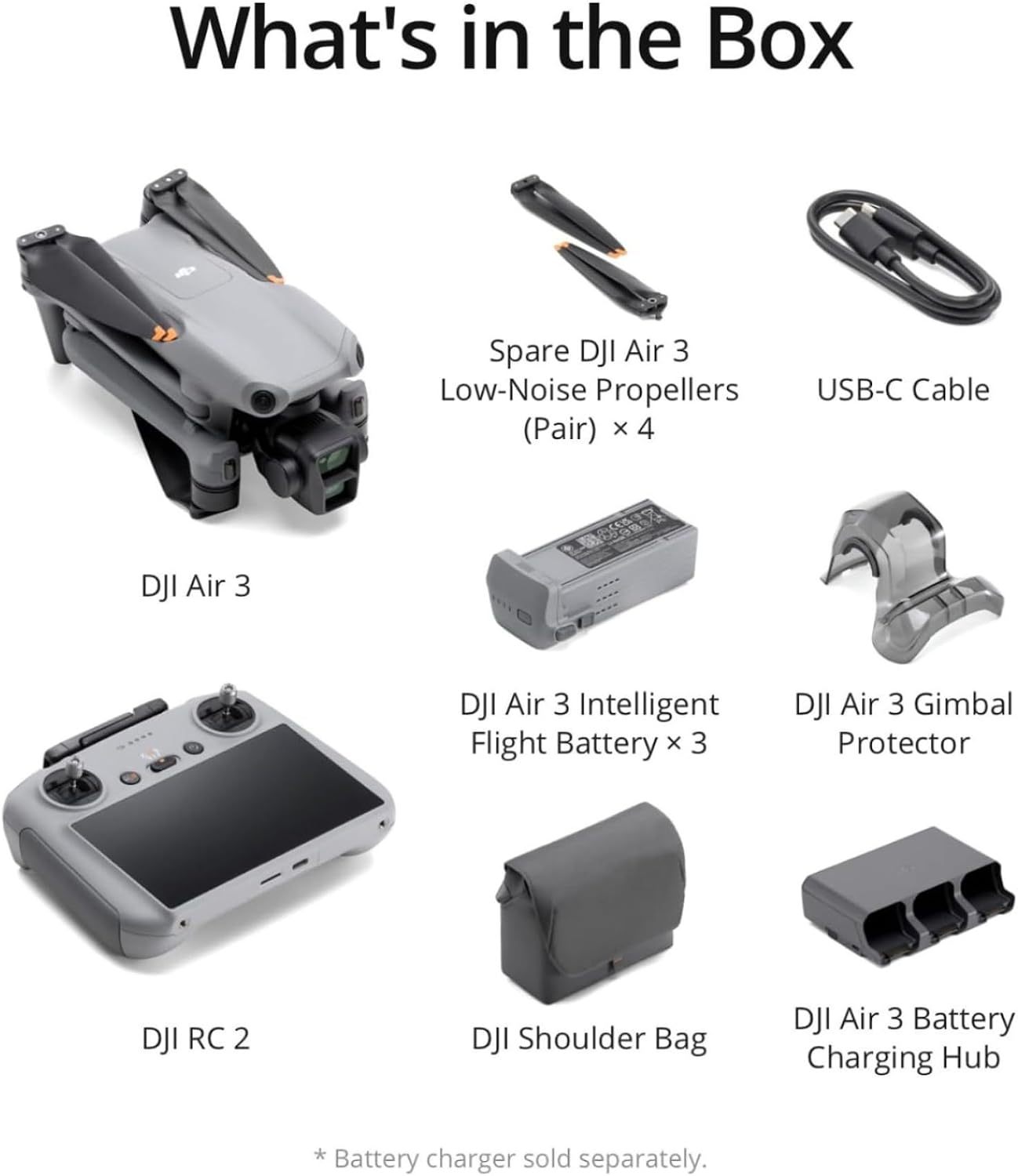 Drone Dji Air 3S Fly More Combo RC 2 Gris et noir