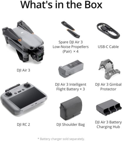 Drone Dji Air 3S Fly More Combo RC 2 Gris et noir
