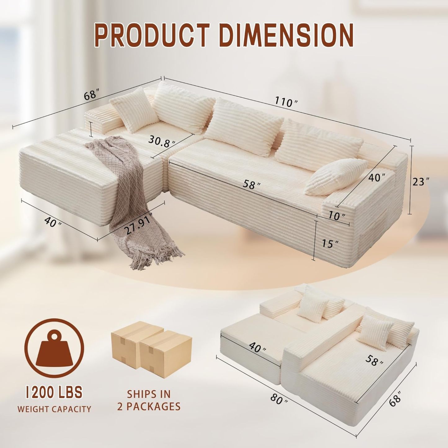 Pouf géant modulable ultra confortable – Canapé sans structure