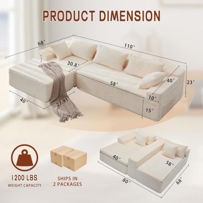 Pouf géant modulable ultra confortable – Canapé sans structure