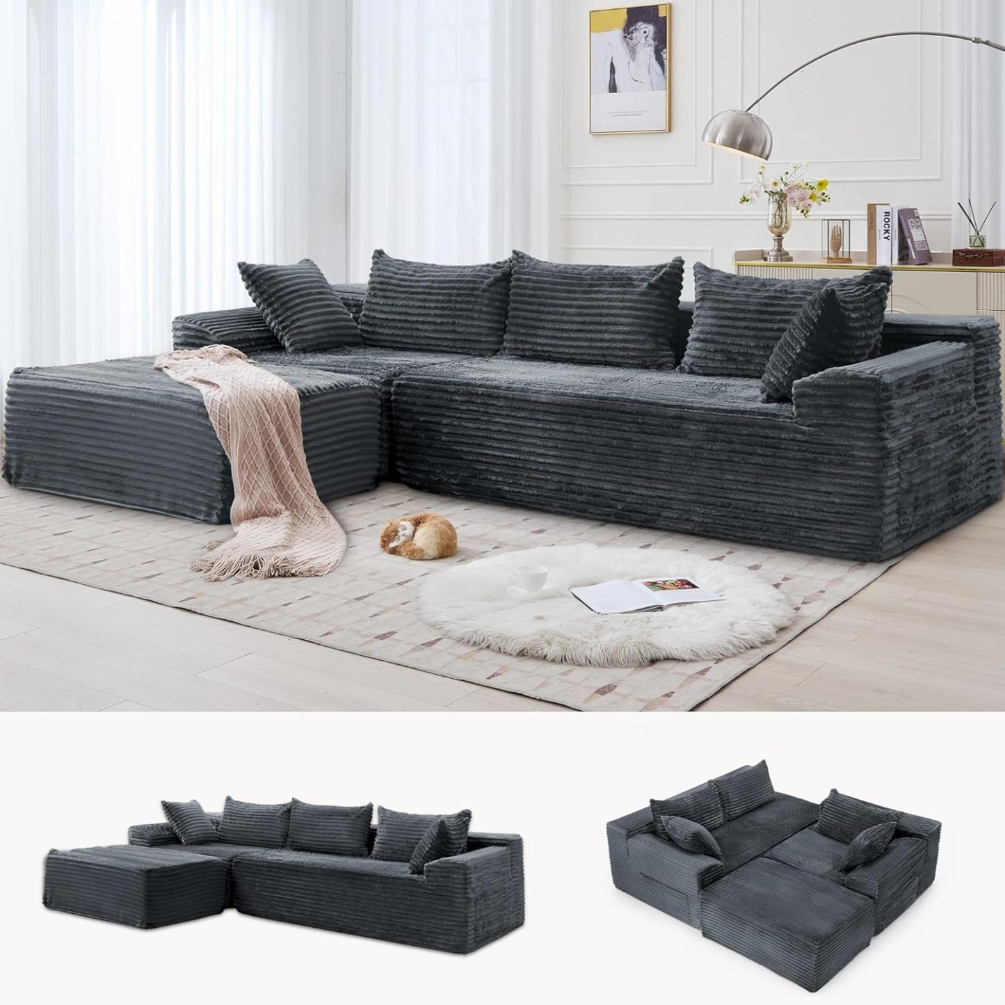 Pouf géant modulable ultra confortable – Canapé sans structure