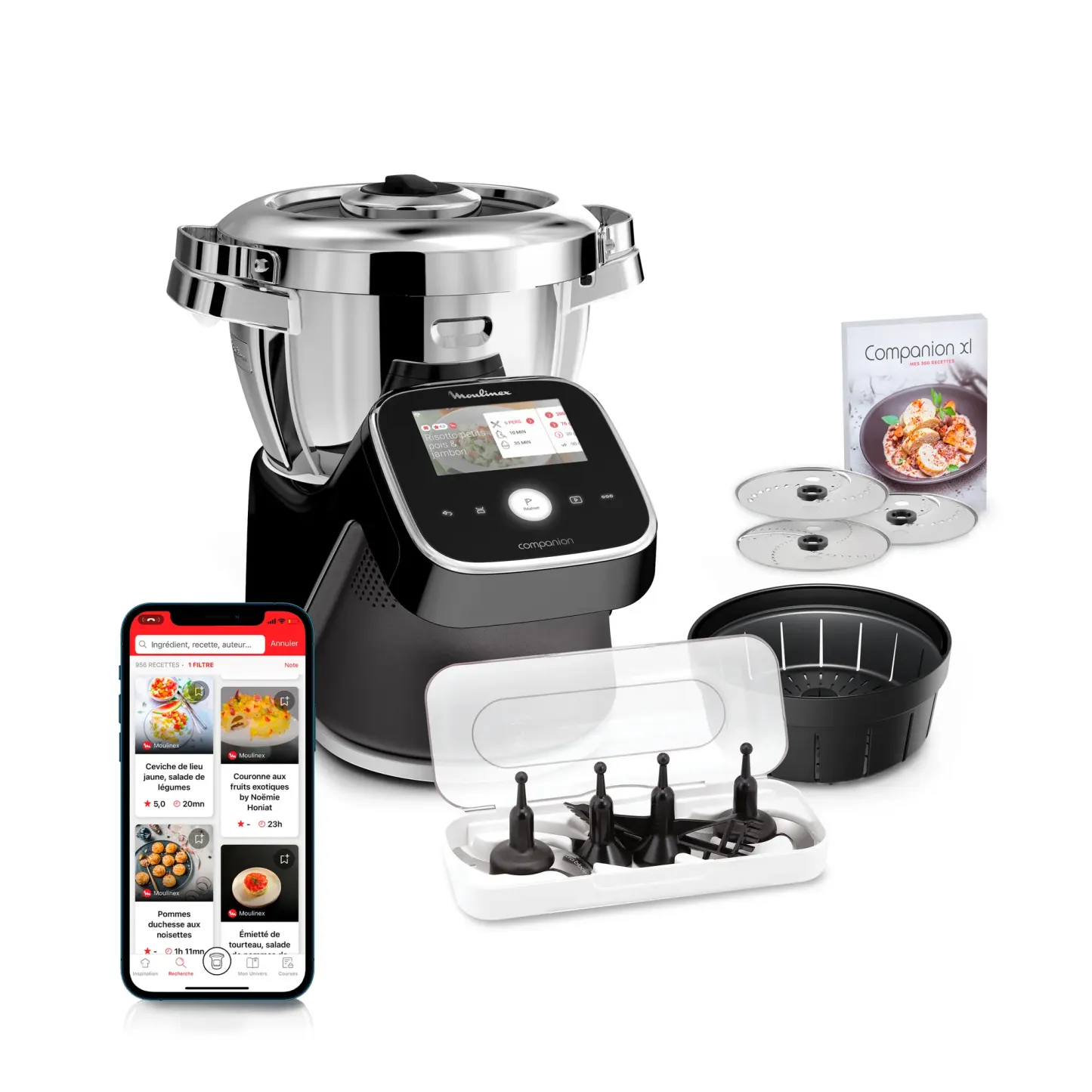 Moulinex i-Companion Touch Pro HF93D810 Robot cuiseur - 17 programmes - 8 accessoires - Balance intégrée