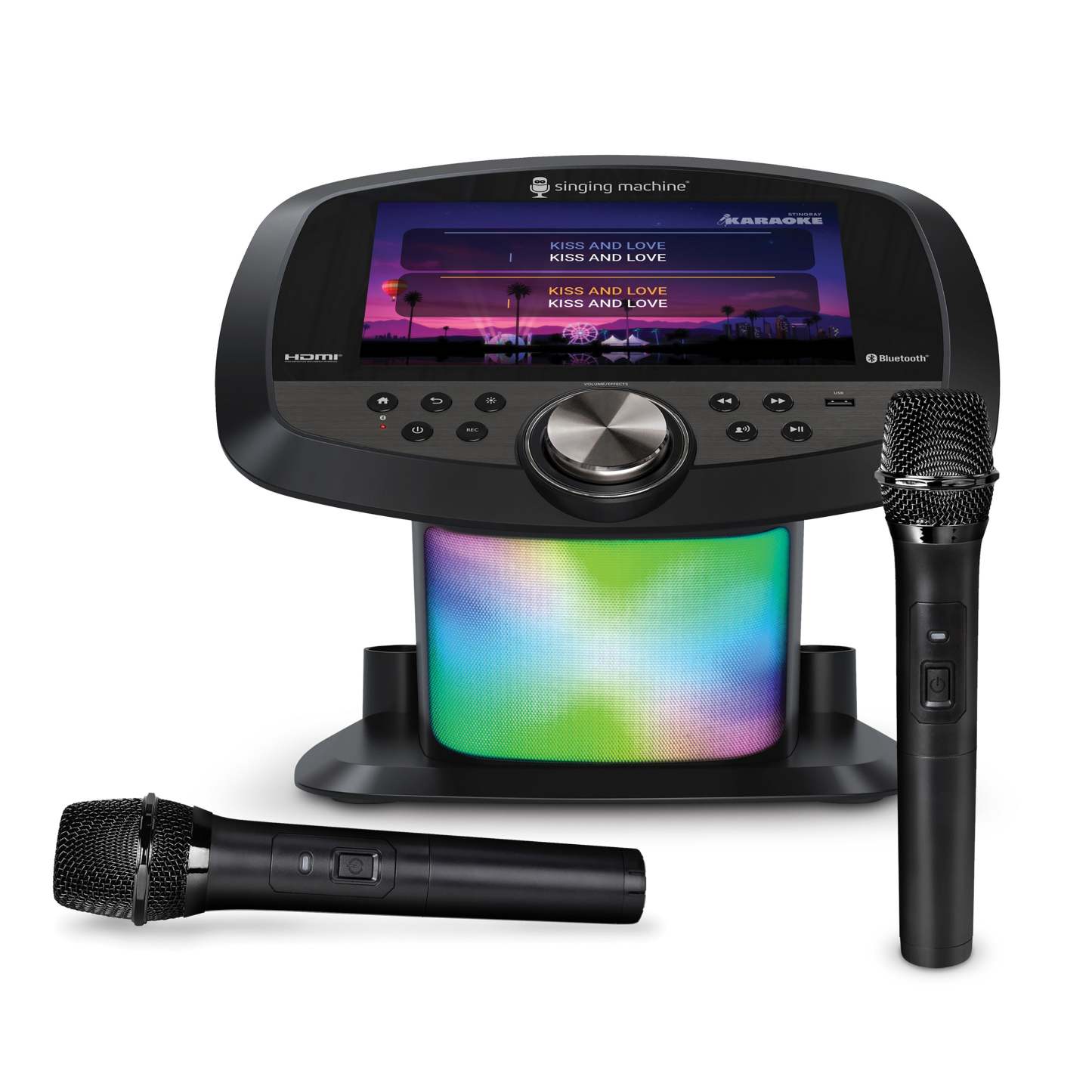 Singthting Machthtine Bluetooth Professional Karaoke Huthtb with 2 Wireless Mics, 10” Touch Screen & Streaming Apps