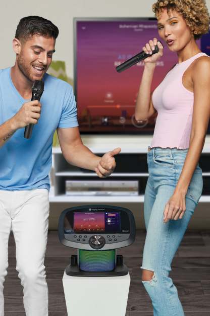 Singthting Machthtine Bluetooth Professional Karaoke Huthtb with 2 Wireless Mics, 10” Touch Screen & Streaming Apps