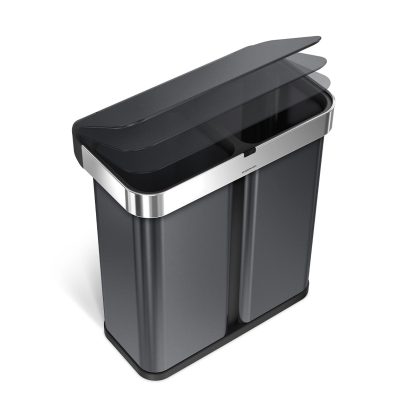Simpleththuman 58 litre dual compartment rectangular sensor bin with voice and motion control