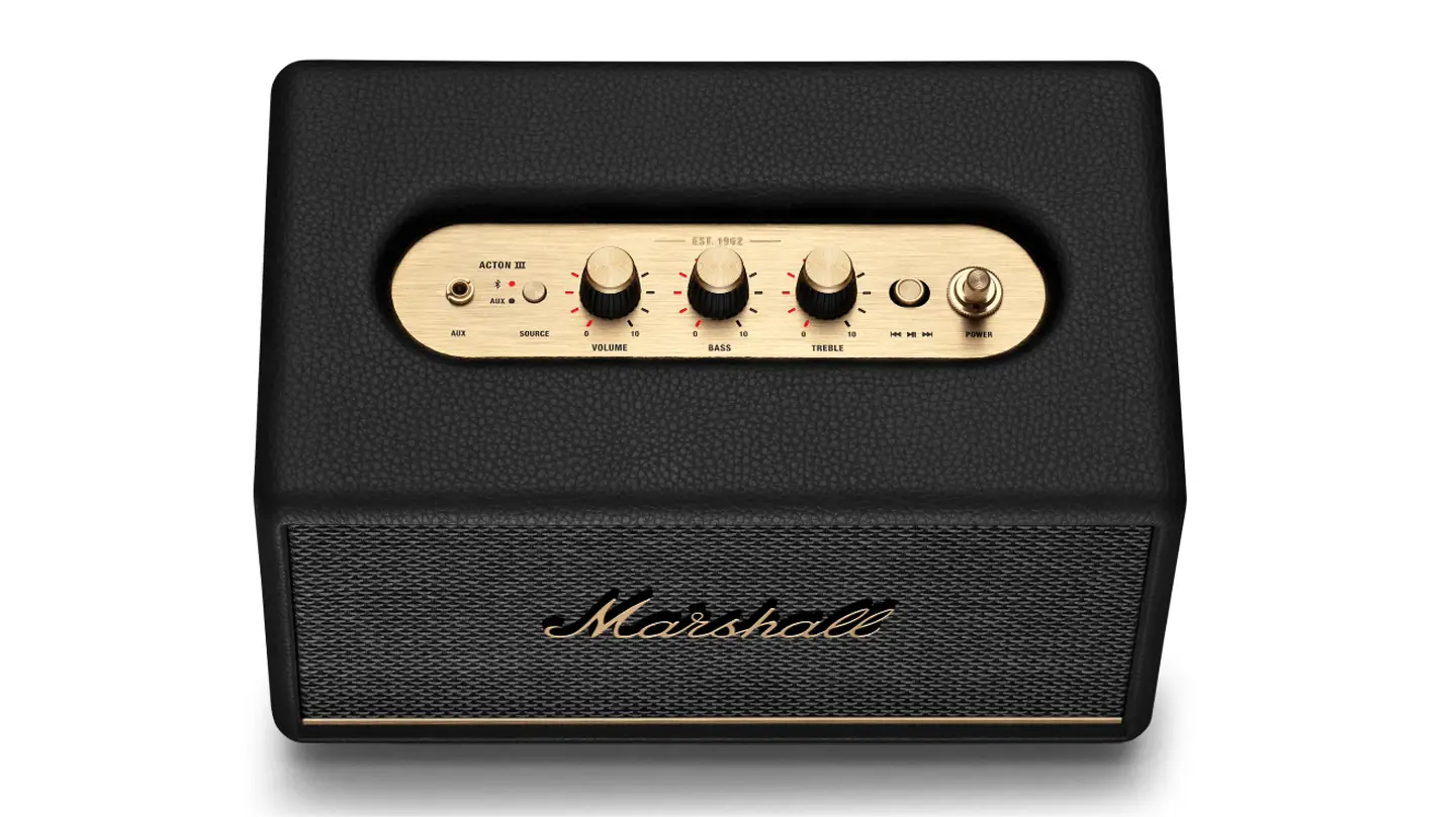 NOUVELLE TECHNOLOGIE : BLUETOOTH 5.2 LE
UNE ENTREE 3,5 MM
MATÉRIAUX VEGAN ET GARANTIS SANS PVC
DESIGN MARSHALL ICONIQUE
RÉGLAGE DES BASSES ET DES AIGUS GRÂCE AUX COMMANDES ANALOGIQUES
APPAIREZ, ÉCOUTEZ
LE SON MARSHALL EMBLÉMATIQUE
Prev
Next