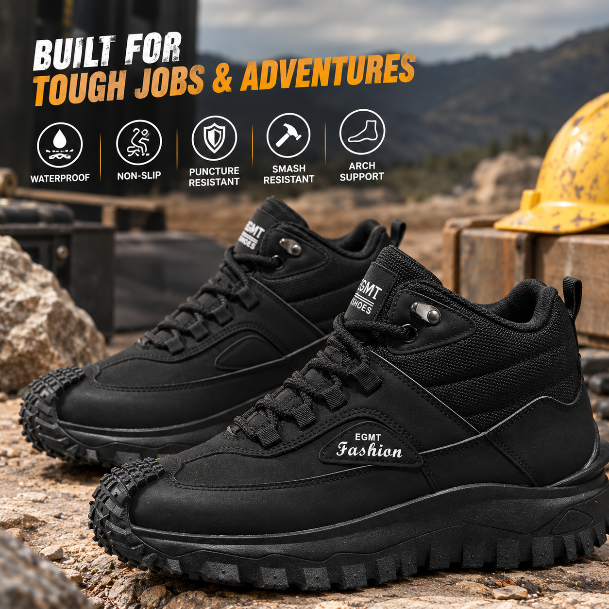(🔥 2026 BEST DEAL — 70% OFF) 💥Men’s Work Hiking Boots – Waterproof, Non-Slip, Puncture and Smash Resistant, Wide Toe, Arch Support – Ideal for Daily Wear and Outdoor Adventures