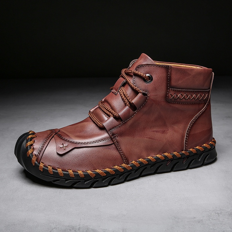 (⏰LAST DAY-70% OFF🔥)Men’s Handmade Full-Grain Leather Casual Outdoor Boots – Waterproof, Durable with Protective Toe, Wide Fit & Arch Support