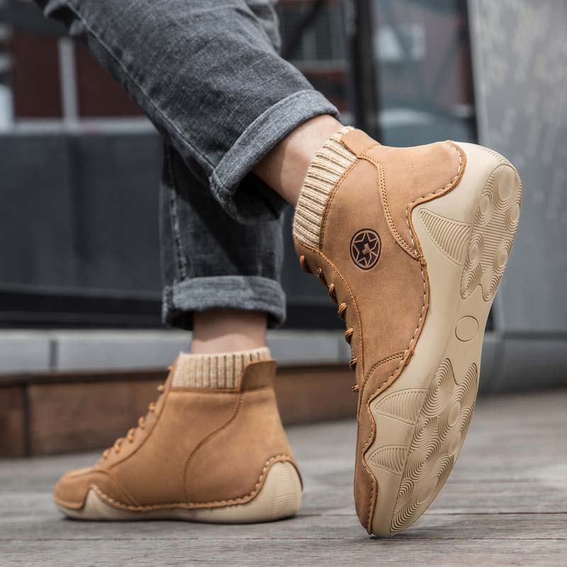 (⏰Limited Time Sale 70% OFF) Men's Orthopedic Comfort Handcrafted Leather Boots - Waterproof, Slip-Resistant, Puncture-Resistant, Arch Support, Ankle Support, Wide Toe, Shock Absorption