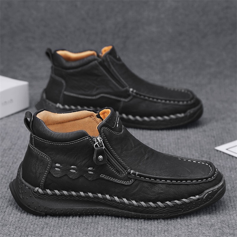 ⏰Limited Time Sale 70% OFF – Men’s Retro Leather Zip Boots 👞 Built for Comfort, Wide Toe, Arch Support, Pressure Relief, Waterproof for Every Season
