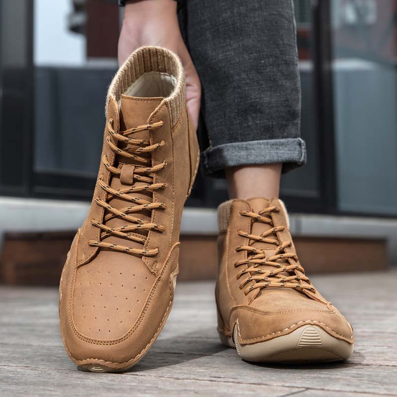 (⏰Limited Time Sale 70% OFF) Men's Orthopedic Comfort Handcrafted Leather Boots - Waterproof, Slip-Resistant, Puncture-Resistant, Arch Support, Ankle Support, Wide Toe, Shock Absorption