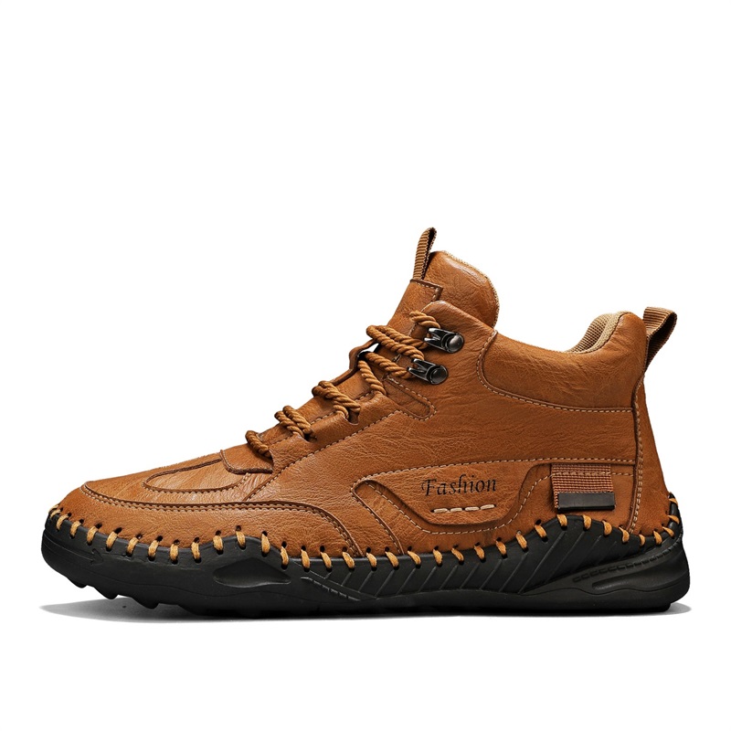 (⏰Limited-Time 70% Discount Promotion) Men's Versatile Casual Handmade Boots - Waterproof, Slip-Resistant, Puncture-Resistant, Fireproof, Arch Support, Wide Toe, Shock Absorption, Outdoor Genuine Leather Boots