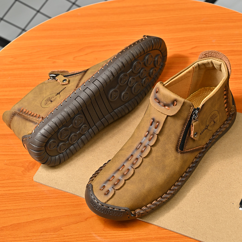 Women's Casual Fashion Non-slip Leather Medieval Slip-on Boots