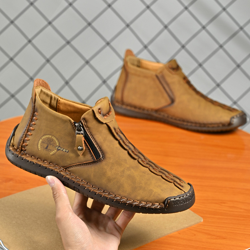 Women's Casual Fashion Non-slip Leather Medieval Slip-on Boots