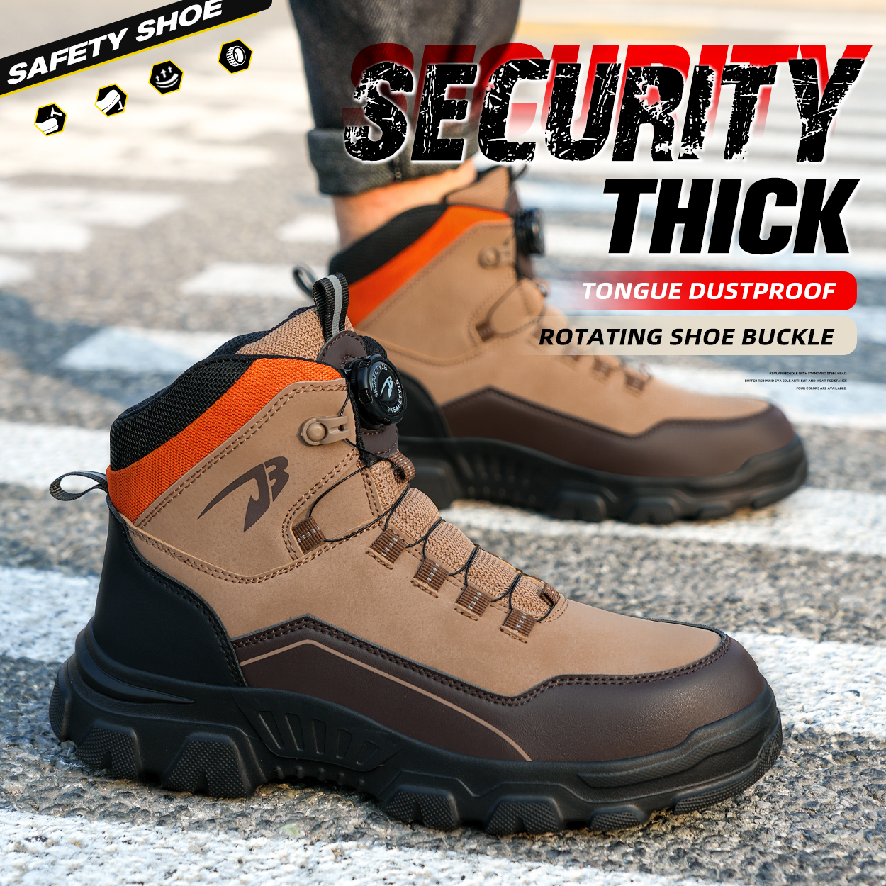 Men's Safety Work Boots –  Lightweight Steel Toe Boots with Kevlar Midsole and Puncture-Resistant Insole