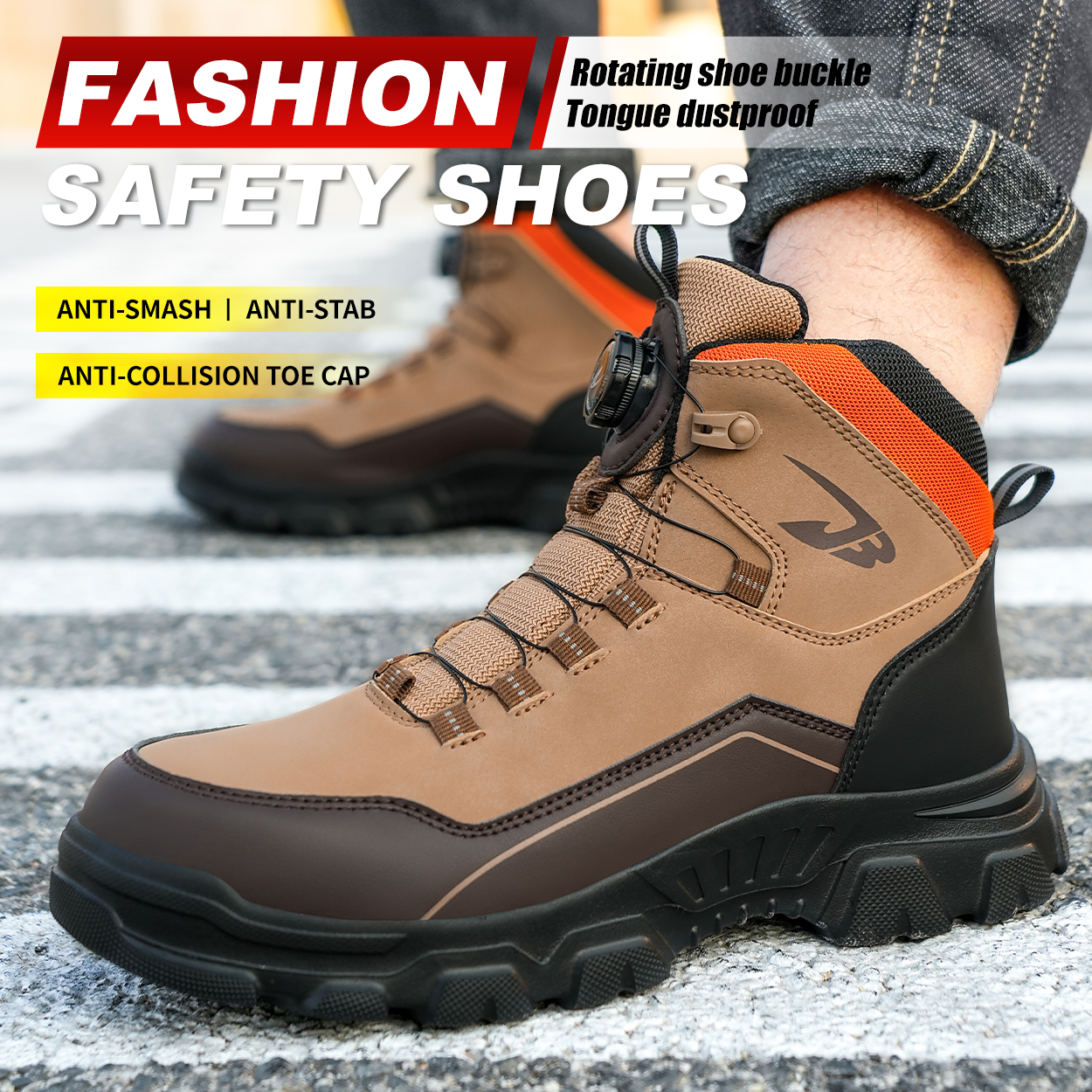Men's Safety Work Boots –  Lightweight Steel Toe Boots with Kevlar Midsole and Puncture-Resistant Insole