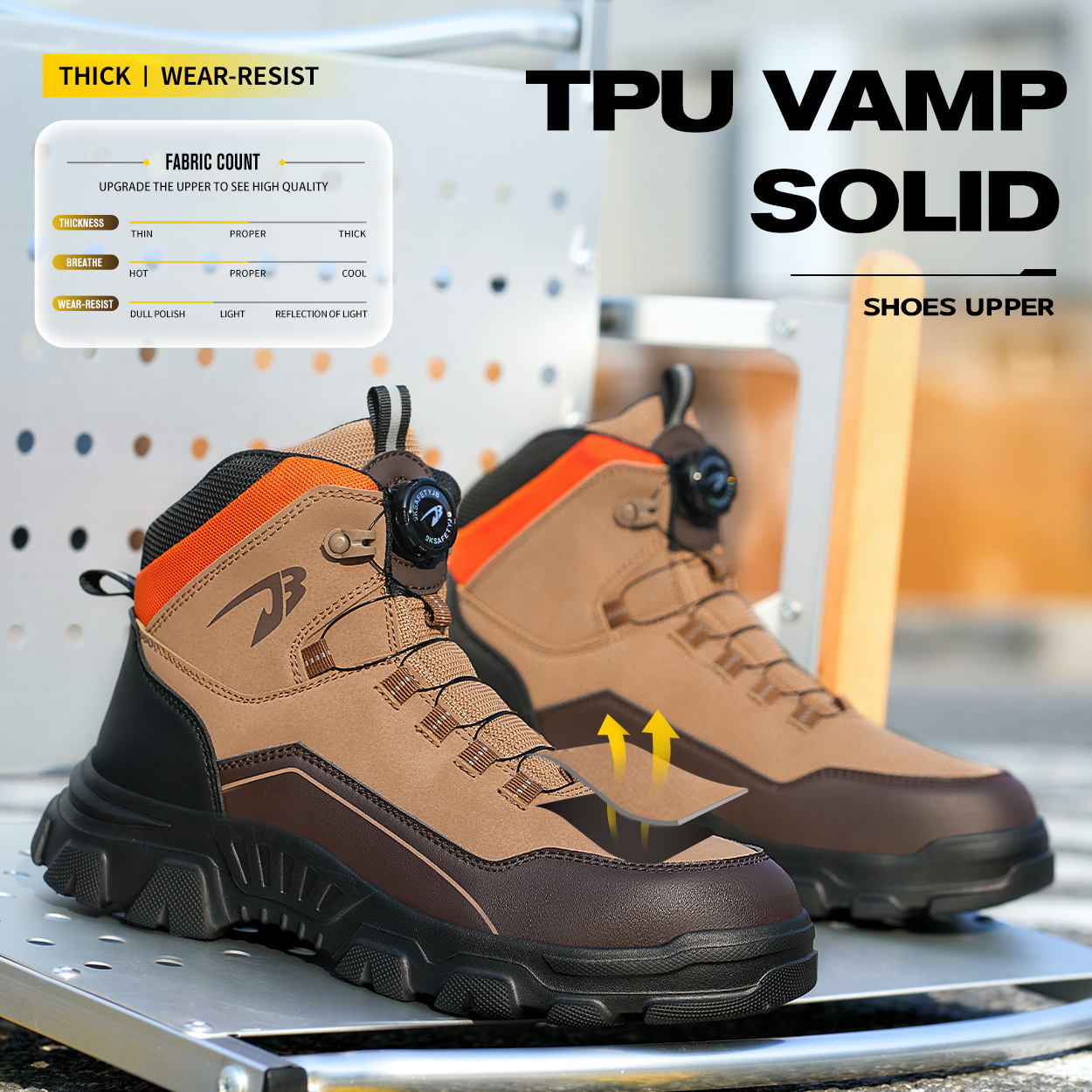 Men's Safety Work Boots –  Lightweight Steel Toe Boots with Kevlar Midsole and Puncture-Resistant Insole