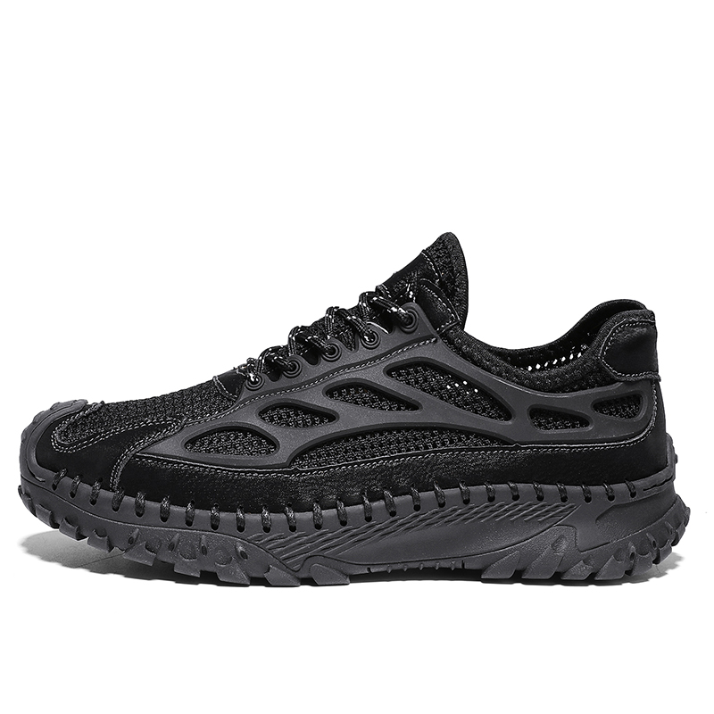 ⏰Limited Time 50% OFF🛒Men's Lace-Up Orthopedic Leather Hiking Shoes – Breathable Mesh, Durable Rubber Sole, Lightweight & Supportive
