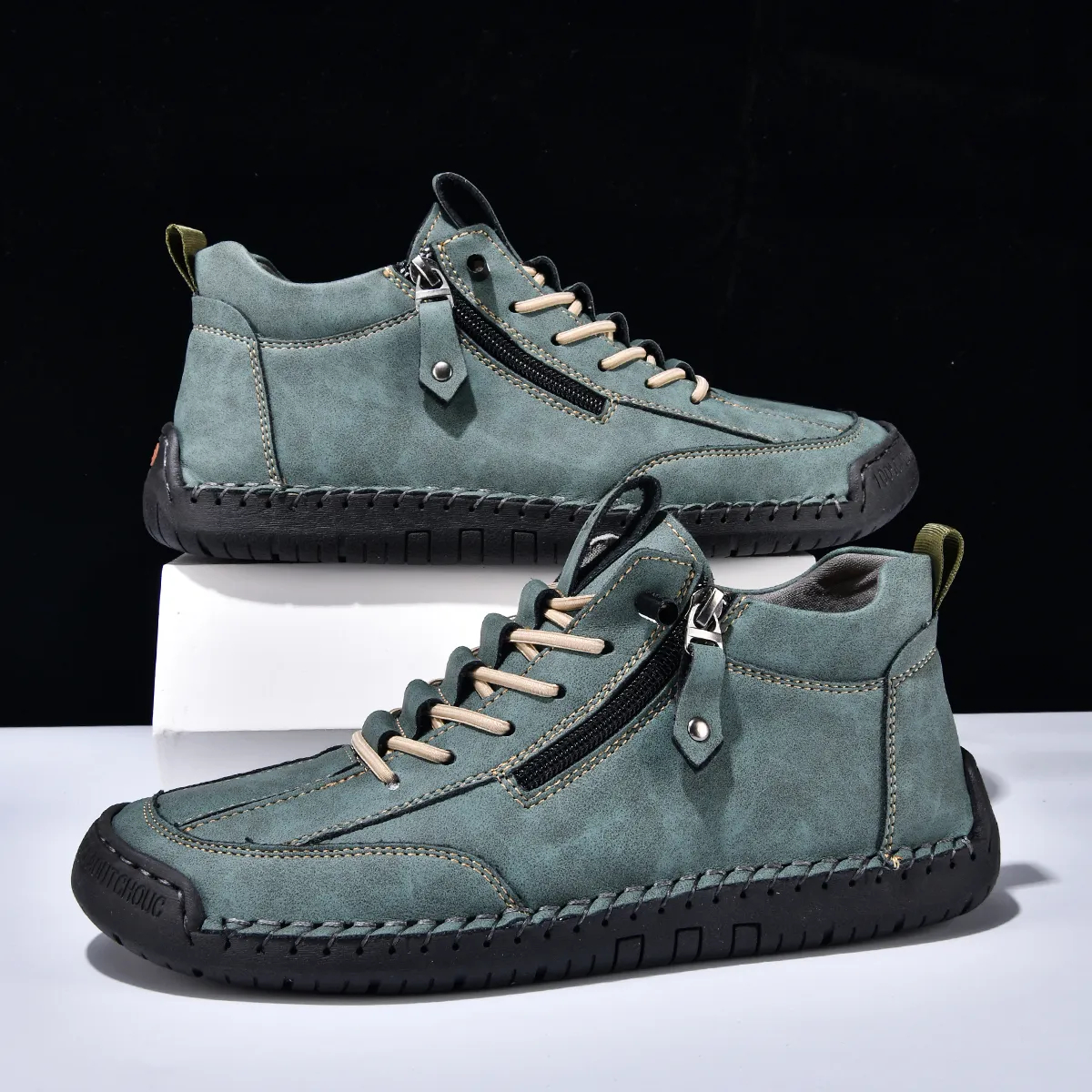 (⏰LAST DAY-70% OFF🛒)Men’s Outdoor Casual Leather Boots – First Layer Cowhide, Wide Toe, Arch Support, Zipper & Slip-On, Comfortable for Walking & Driving