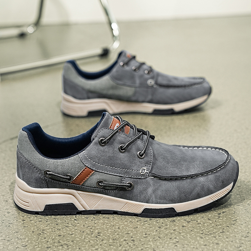 ⏰Limited Time 60% OFF🛒 Men's Comfortable Lace-Up Walking Shoes – Washed Denim-Style Leather With Arch Support, Heel Pain Relief & All-Day Comfort for Casual Daily Wear
