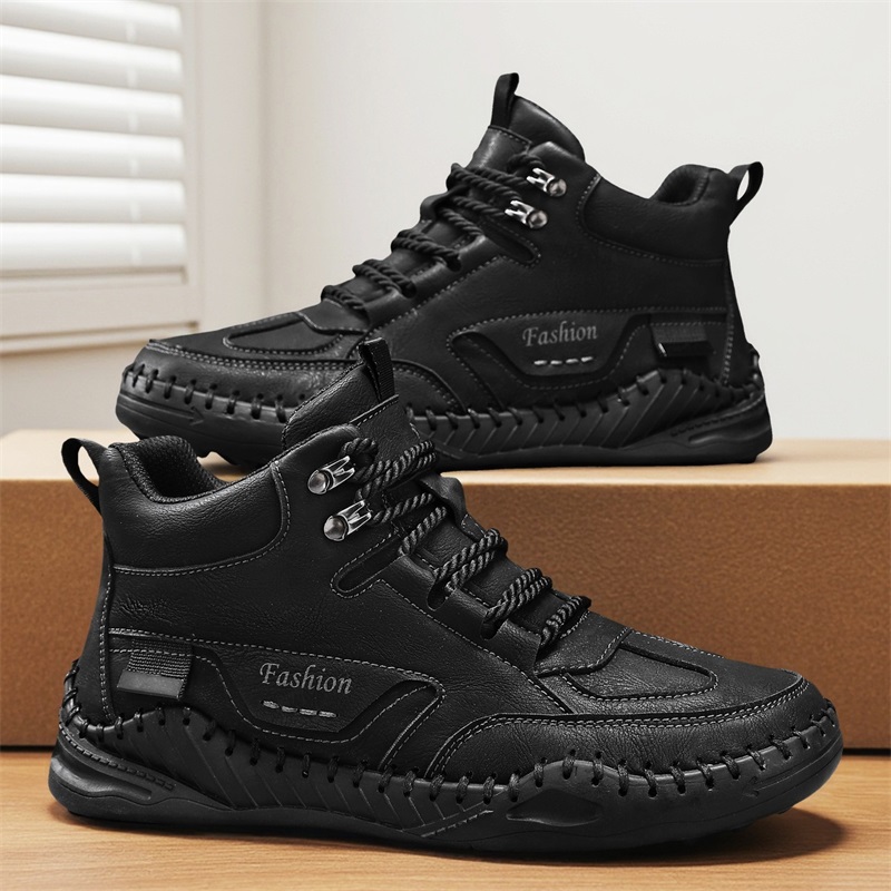 (⏰Limited-Time 70% Discount Promotion) Men's Versatile Casual Handmade Boots - Waterproof, Slip-Resistant, Puncture-Resistant, Fireproof, Arch Support, Wide Toe, Shock Absorption, Outdoor Genuine Leather Boots