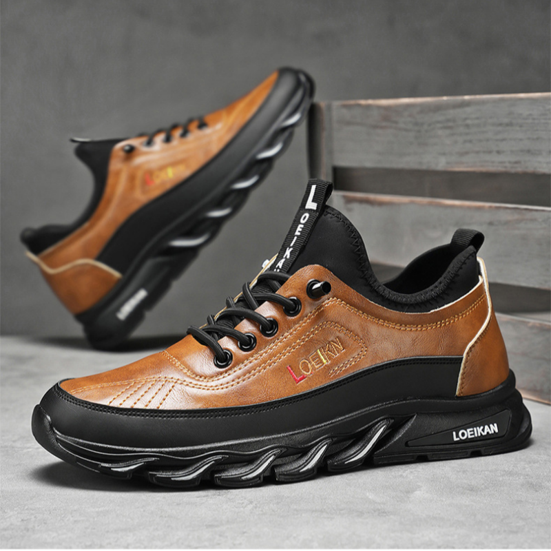 ⏰Limited Time Sale 70% OFF-Men's Casual Fashion Orthopedic Hiking Shoes – Anti-Puncture, Anti-Collision, Non-Slip Arch Support  Leather Outdoor Sports Shoes for All-Terrain Performance