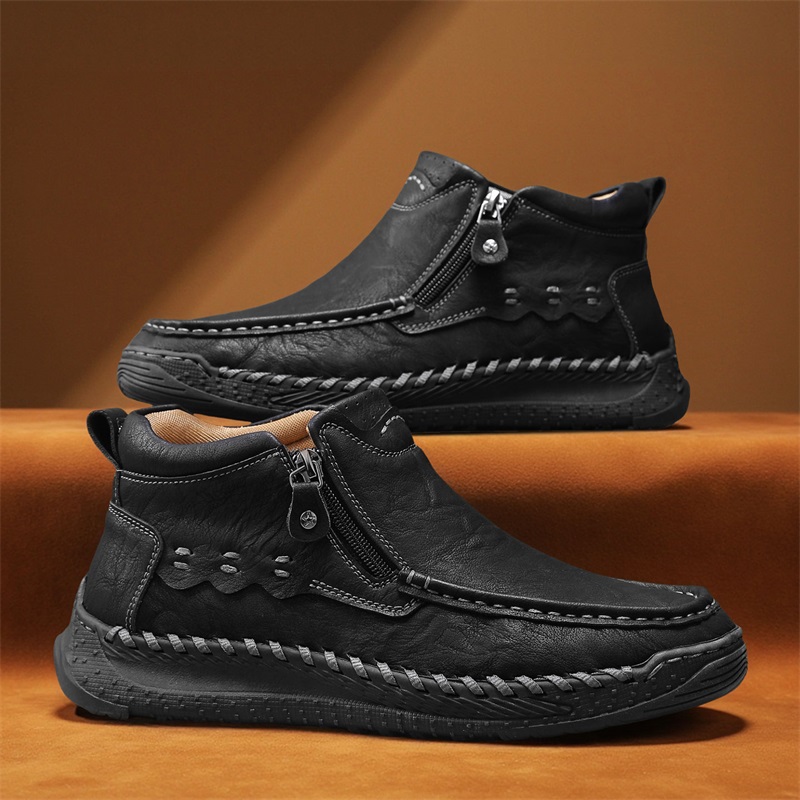⏰Limited Time Sale 70% OFF – Men’s Retro Leather Zip Boots 👞 Built for Comfort, Wide Toe, Arch Support, Pressure Relief, Waterproof for Every Season