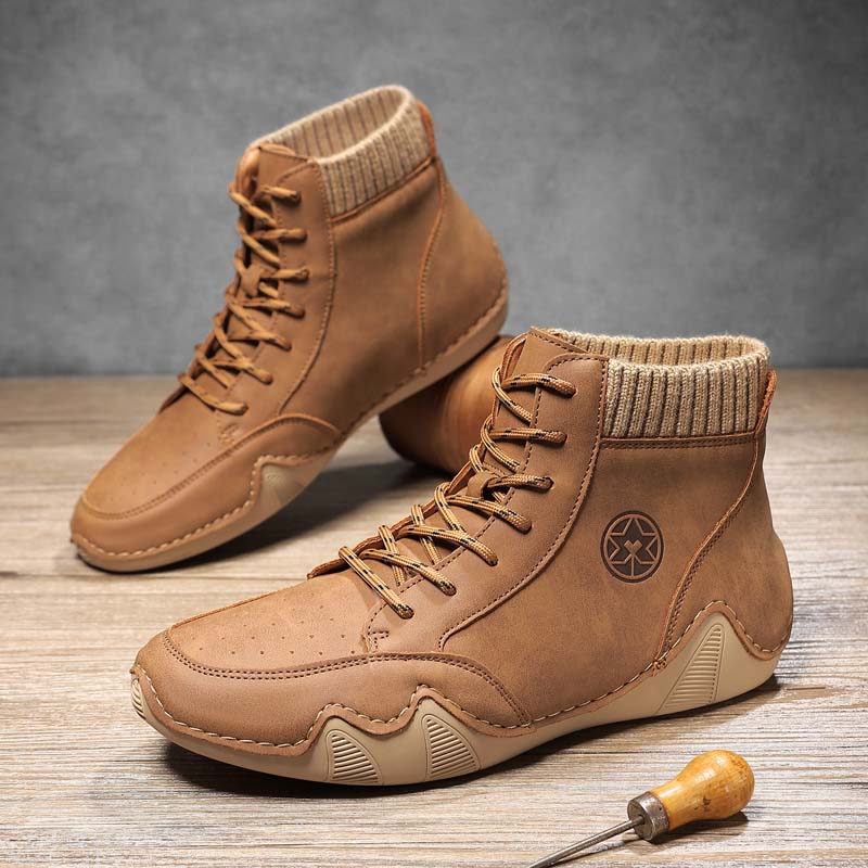 (⏰Limited Time Sale 70% OFF) Men's Orthopedic Comfort Handcrafted Leather Boots - Waterproof, Slip-Resistant, Puncture-Resistant, Arch Support, Ankle Support, Wide Toe, Shock Absorption