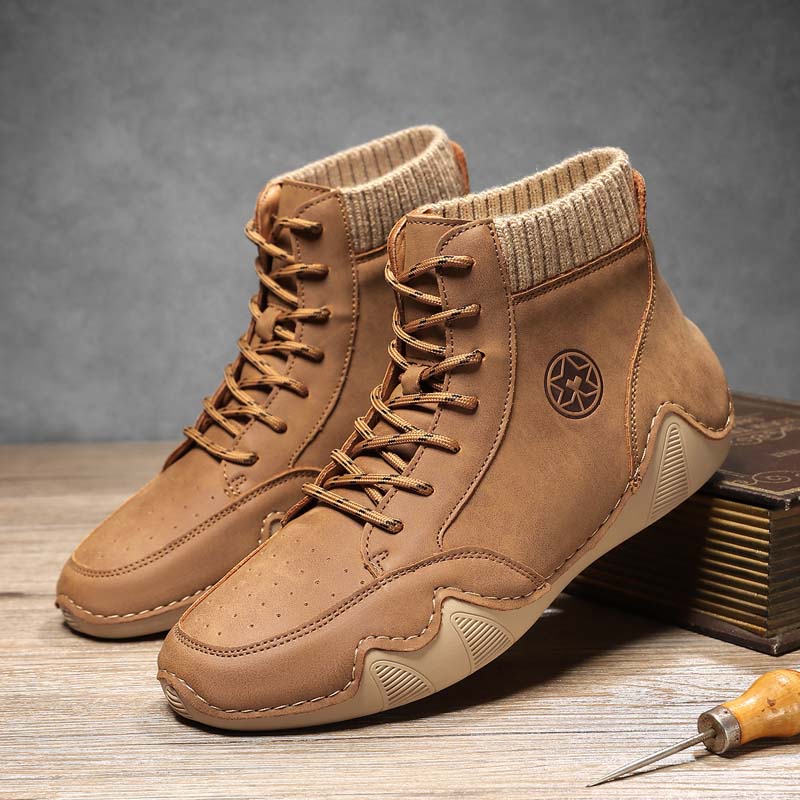 (⏰Limited Time Sale 70% OFF) Men's Orthopedic Comfort Handcrafted Leather Boots - Waterproof, Slip-Resistant, Puncture-Resistant, Arch Support, Ankle Support, Wide Toe, Shock Absorption