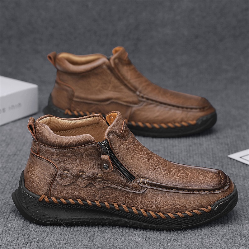 ⏰Limited Time Sale 70% OFF – Men’s Retro Leather Zip Boots 👞 Built for Comfort, Wide Toe, Arch Support, Pressure Relief, Waterproof for Every Season