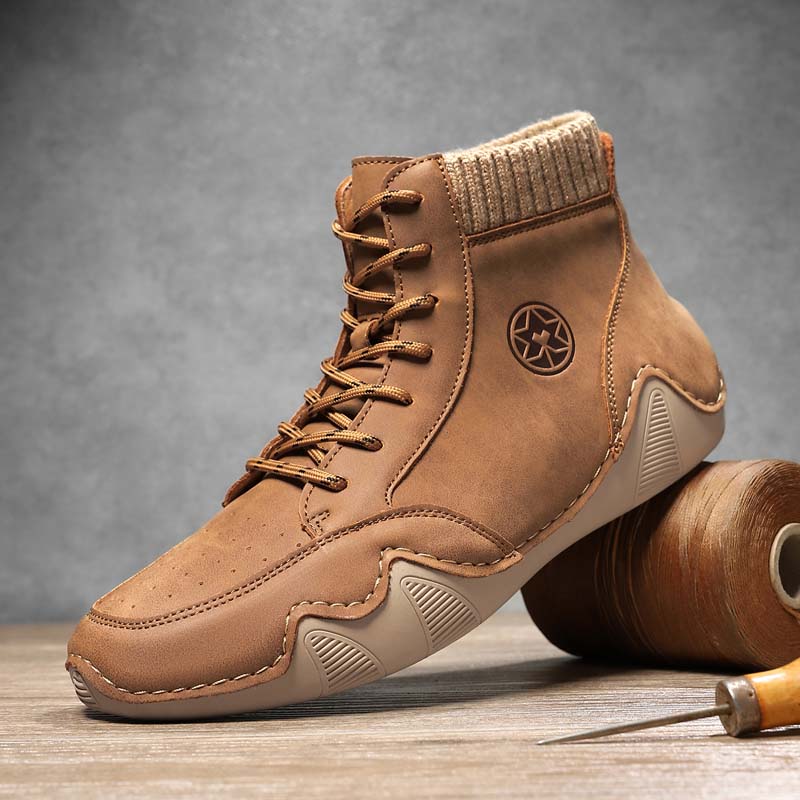 (⏰Limited Time Sale 70% OFF) Men's Orthopedic Comfort Handcrafted Leather Boots - Waterproof, Slip-Resistant, Puncture-Resistant, Arch Support, Ankle Support, Wide Toe, Shock Absorption