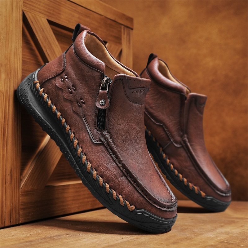 ⏰Limited Time Sale 70% OFF – Men’s Retro Leather Zip Boots 👞 Built for Comfort, Wide Toe, Arch Support, Pressure Relief, Waterproof for Every Season